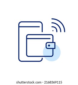Smart wallet. Pixel perfect, editable stroke line art icon