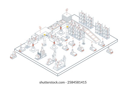 Smart warehouse automation systems utilize AGVs and AMRs for efficient material handling and comprehensive cargo management operations.