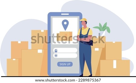 Smart warehouse management system app. Employees log in on their phone with the warehouse control app.