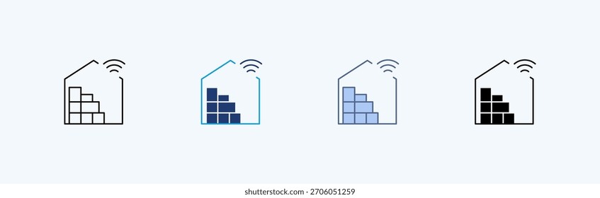 Vector de ilustración de icono múltiple de almacén inteligente