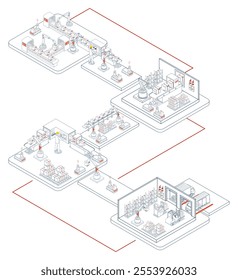 Smart Warehouse Technologies with agv robots, warehouse Automation System and Automated inventory control platforms. Vector illustration EPS 10
