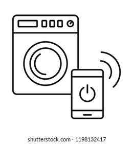 Smart wash machine icon. Outline illustration of smart wash machine vector icon for web design isolated on white background