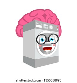 Smart Washer with brains isolated. lavatory in washing machine Cartoon Style. brainy Vector