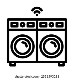 Smart washer icon line style transparent