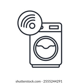 smart washer icon. vector.Editable stroke.linear style sign for use web design,logo.Symbol illustration.