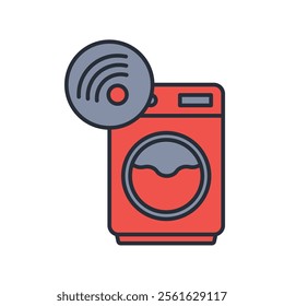 smart washer icon. vector.Editable stroke.linear style sign for use web design,logo.Symbol illustration.