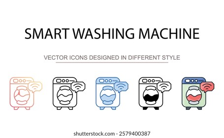 Smart Washing Machine icon design with white background stock illustration