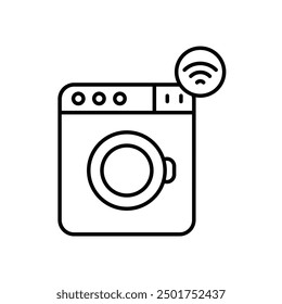 Icono de lavadora inteligente con Vector de fondo blanco