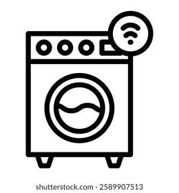 Smart Washing Machine Vector Line Icon Design For Persoanl And Commercial Use