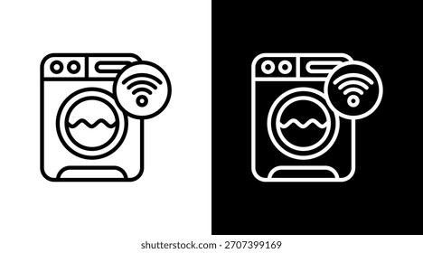 Smart Washing Machine White Icon Set Design