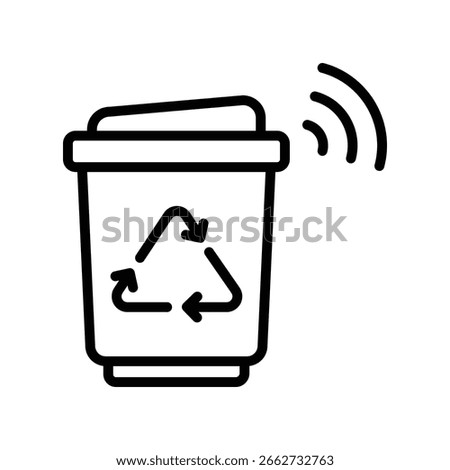 Smart Waste Bin Vector Outline Icon. EPS 10 File