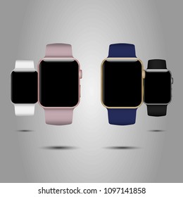 Smart Watch in 4 different colours in Vector.