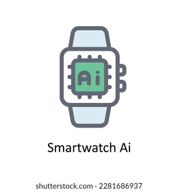 Smartwatch-Ai-Vektorgrafik   Füllen Sie die Umrisssymbole aus. Einfache Stockillustrationsmaterial
