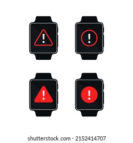 Smart watch alert warning notification. Vector illustration.