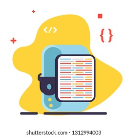 Smart watch app development concept. Smart watch coding concept. 