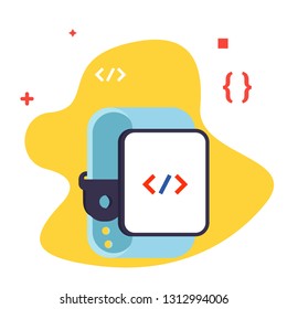 Smart watch app development concept. Smart watch coding concept. 