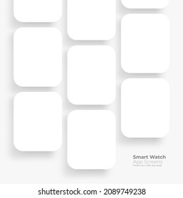 Smart Watch App Screens Mockup for Showcasing Your UI Screenshots. Vector Illustration