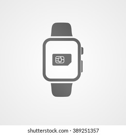 Smart watch with application icon on screen. Vector icon.