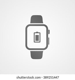 Smart watch with application icon on screen. Vector icon.