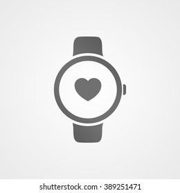 Smart watch with application icon on screen. Vector icon.