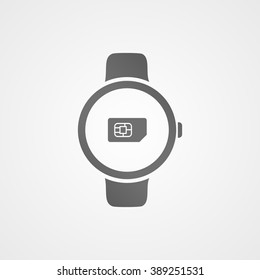 Smart watch with application icon on screen. Vector icon.