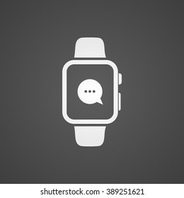 Smart watch with application icon on screen. Vector icon.