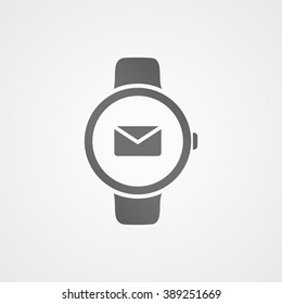Smart watch with application icon on screen. Vector icon.
