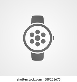 Smart watch with application icon on screen. Vector icon.