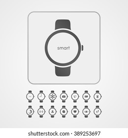 Smart watch with application icon on screen. Smartwatch icon vector.