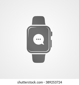 Smart watch with application icon on screen. Vector icon.