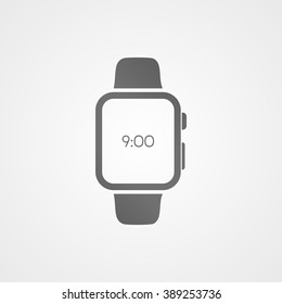 Smart watch with application icon on screen. Vector icon.