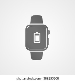 Smart watch with application icon on screen. Vector icon.