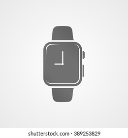 Smart watch with application icon on screen. Vector icon.