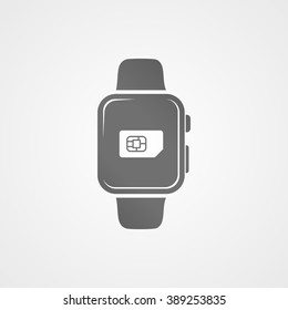 Smart watch with application icon on screen. Vector icon.