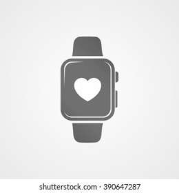 Smart watch with application icon on screen. Vector icon.