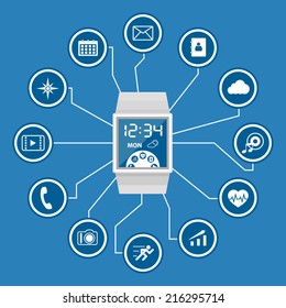 Smart Watch with Application Icons