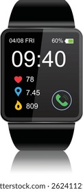 Smart watch with apps icons 