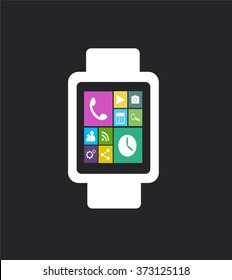 Smart watch with apps icons white