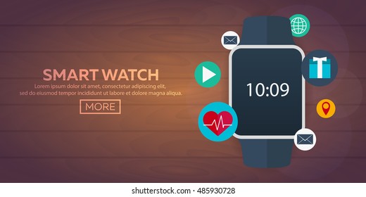 Smart watch banner. Vector illustration