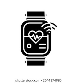 smart watch black flat icon for digital and print projects.  Minimal clean icons for apps and websites. Modern simple icons for UI UX and branding