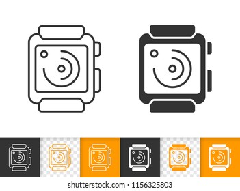 Smart watch black linear and silhouette icons. Thin line sign of sport gadget. Apple clock outline pictogram isolated on white, color, transparent. Vector Smart watch Icon simple symbol closeup