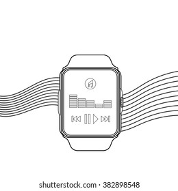 smart watch black-and-white sketch vector