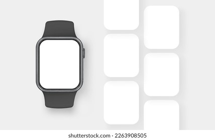 Smart Watch with Blank Screen. Mockup for Showcasing Mobile Apps Interfaces. Vector Illustration