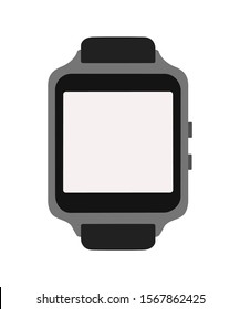 Smart watch with blank screen on white background. Vector illustration