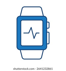 Smart Watch Blue Line Icon. Fitness, Health, Healthy Lifestyle, Wellbeing, Exercise, Health Care, Sport, Workout Editable Stroke Vector Illustration