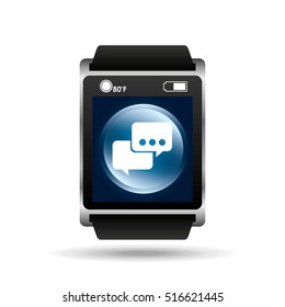 smart watch blue screen bubble speech icon media vector illustration eps 10