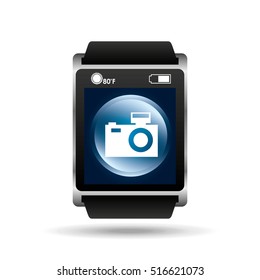 smart watch blue screen camera icon media vector illustration eps 10