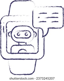 Smart Watch bot hand drawn vector illustration