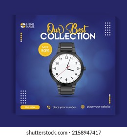 Smart Watch Brand Product Sale Social Media Square Post Banner Template Design