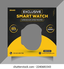 Smart watch brand product sale social media square post banner template design